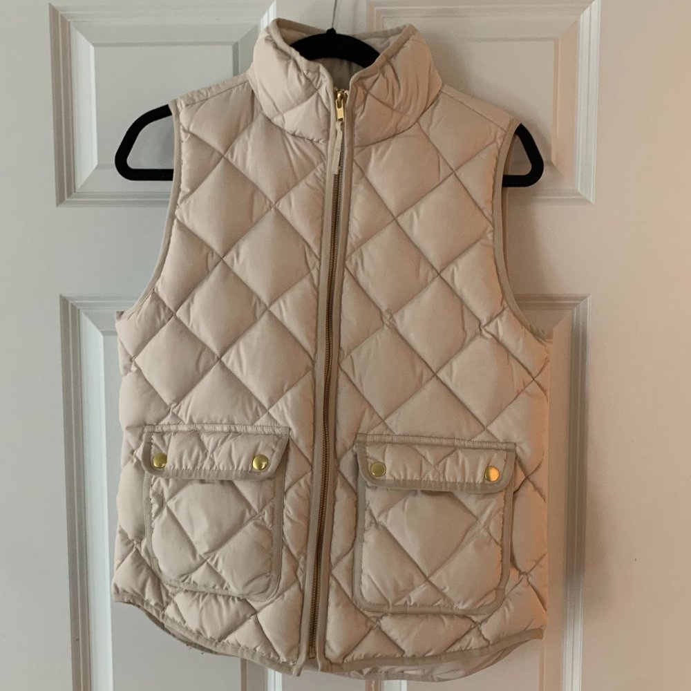 J. Crew Excursion Quilted Down Vest - Cream